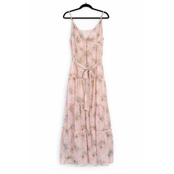 Storia Dresses & Skirts - Storia Blush Pink Star Print Maxi Dress M Celestial Tiered Cottagecore Boho